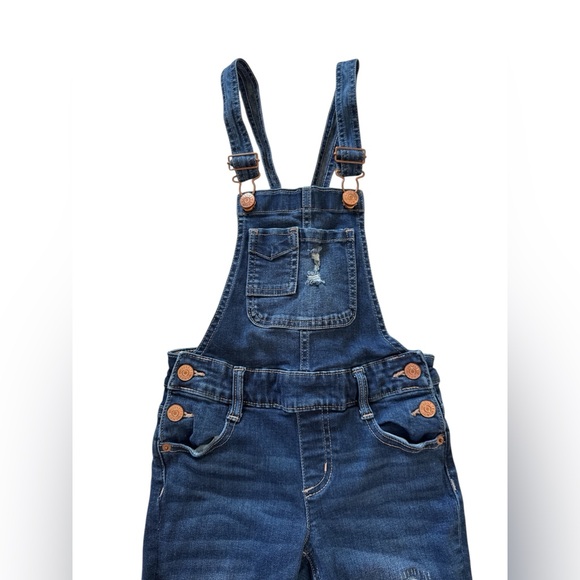 3/$20 Justice Girls Distressed Denim Overalls - Size 8 - Trendy Destroyed Wash - Picture 5 of 9